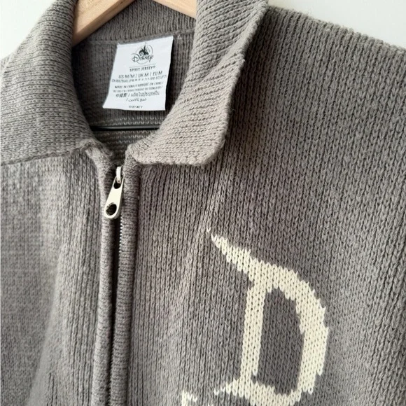 Disneyland Spirit Jersey Gray and Red Knit Zip-Up Sweater